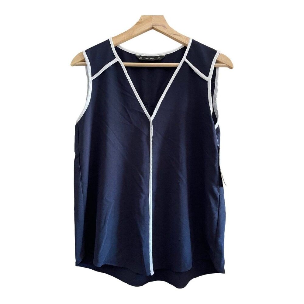 Zara basic navy blue sleeveless dress top
